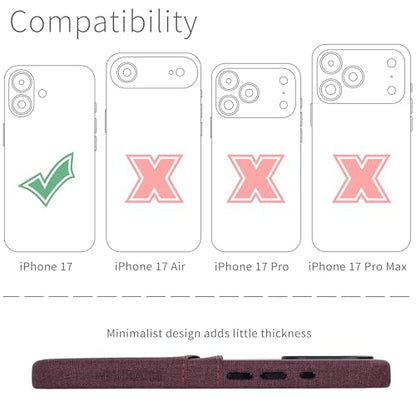 Dockem Card Case for iPhone 17 with Magnetic Mounting Plate, Camera Control Button, Wallet with 2 Holder Slots: M2 Luxe Canvas-Style Synthetic Leather (Burgundy) - color: Burgundy, size: 17