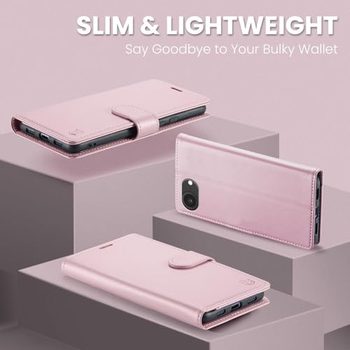 FLIPALM Card Holder Wallet Case for iphone 17e, Pink | Card Holder, RFID Blocking, PU Leather Folio Flip, Kickstand, Protective Shockproof Cover - color: Pink