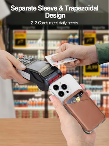 Miroddi for MagSafe Wallet, Leather Magnetic Card Holder for iPhone 16/15/14/13/12 Series, 0.12" Invisible Ultra-Thin Magnetic Phone Wallet, 2 Independent Card Slot, RFID Blocking, Carbon Fiber Brown - color: Carbon Fiber Brown