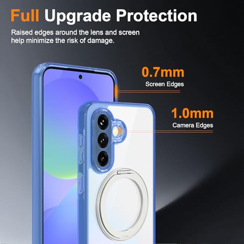 Case for Samsung Galaxy A37 5G Phone 2026 | Rotating Stand | Non-Yellowing Transparent Clear | Wireless Charging | Shockproof Protection (Blue) - color: Blue, size: A37