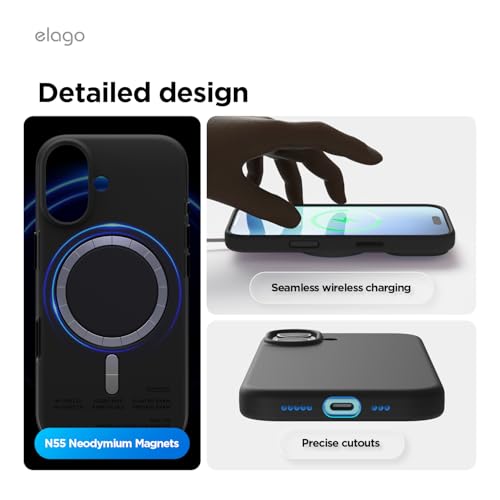 elago Premium Magnetic Silicone Case for iPhone 17 Black | Compatible with MagSafe, Liquid Silicone Material, Protection, Shockproof, Slim Phone (Black) - color: Black, size: iPhone 17