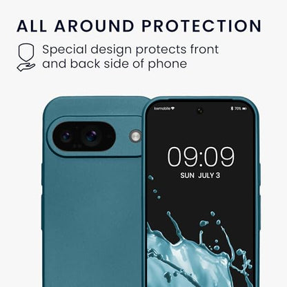 kwmobile Case Compatible with Google Pixel 9 Case -Soft TPU Back Phone Cover - with Metallic Look - Metallic Caribbean Blue - color: Metallic Caribbean Blue, size: Pixel 9