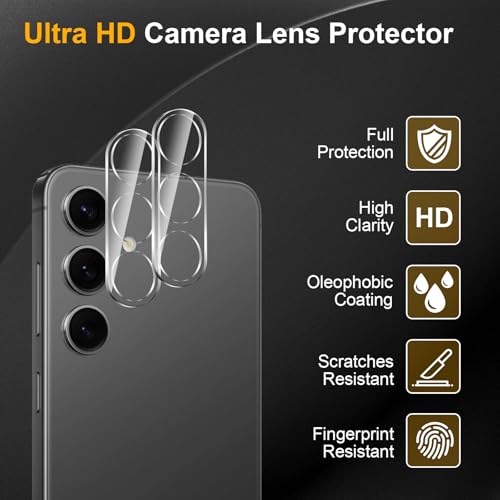 2 Pack Privacy Screen Protector for Samsung Galaxy S24[6.2 inch] With 2 Pack Camera Lens Protector, Anti Spy Tempered Glass Film, 9H Hardness, Black Protector, Anti-Scratch, Bubble Free - size: Galaxy S24 FK22