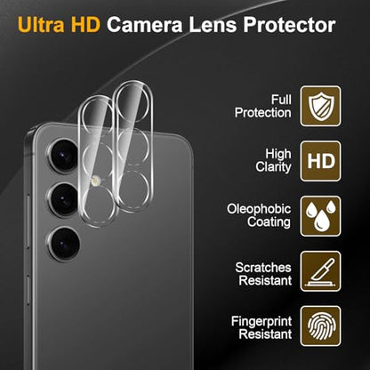 2 Pack Privacy Screen Protector for Samsung Galaxy S24[6.2 inch] With 2 Pack Camera Lens Protector, Anti Spy Tempered Glass Film, 9H Hardness, Black Protector, Anti-Scratch, Bubble Free - size: Galaxy S24 FK22