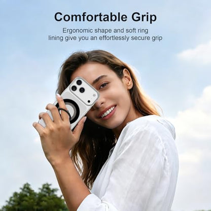 Magnetic Phone Ring Holder for MagSafe,360° Rotation Cell Phone Grip Stand - color: Black