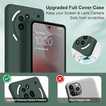 Silicone Case for Nothing Phone 3A Pro, Green | Soft Silicone Silky Touch Easy Clean, Shockproof Slim Phone Cover, Upgraded Camera Protection, Anti-Scratch Microfiber Lining - color: Green, size: Nothing Phone 3A Pro