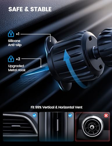 Lamicall 15W for QI2 Magsafe Car Mount Charger Vent Dashboard RGB LED 360°