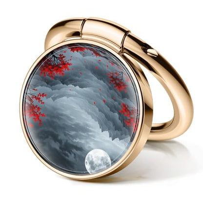 Cell Phone Ring Holder, Cute Metal Phone Grip Stand Finger Ring Kickstand, Flexible 360°Rotation Phone Tablet Case Accessories Compatible with Most Phones Dark Forest Moon - color: Dark Forest Moon