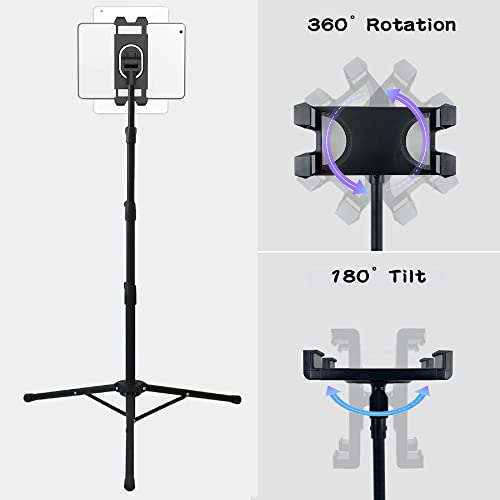 Tablet Floor Stand Adjustable Tripod Stand Compatible for 5.5-12.9" iPad
