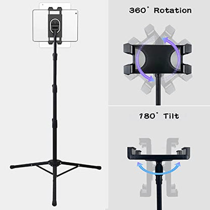 Tablet Floor Stand Adjustable Tripod Stand Compatible for 5.5-12.9" iPad