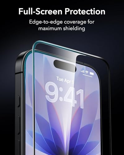 ESR 3 Pack for iPhone 17/iPhone 16 Pro Screen Protector, Armorite | 7X Impact Absorption, 9H+ Tempered Glass, Easy One-Pull Installation, Full-Coverage Protection, UltraFit Tray, Bubble-Free - size: iPhone 17/16 Pro 6.3 inch