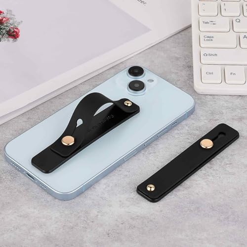 2 Pcs Phone Hand Holder Portable Phone Case Strap, Phones Finger Holder Phone-Loops for Back of Phones Suitable Most Models(Black)