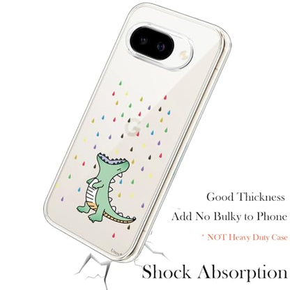Unov for Pixel 10a Case, Clear with Design, Slim Fit Good Grip, Embossed Phone Case, Shockproof Protective Cover, Raised Camera Protection, Soft TPU, Rainbow Dinosaur - color: Rainbow Dinosaur