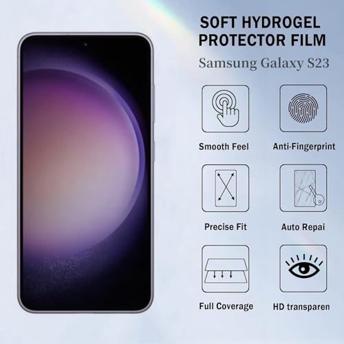 3 Pack Screen Protector Compatible for Samsung Galaxy S23 6.1 Inch, HD Clear Flexible Soft TPU Hydrogel Film for Samsung Galaxy S23 5G - Support Fingerprint Unlock, High Sensitivity - size: Samsung Galaxy S23
