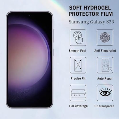 3 Pack Screen Protector Compatible for Samsung Galaxy S23 6.1 Inch, HD Clear Flexible Soft TPU Hydrogel Film for Samsung Galaxy S23 5G - Support Fingerprint Unlock, High Sensitivity - size: Samsung Galaxy S23