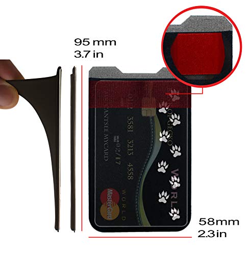 Phone Wallet - Adhesive Card Holder - Cell Phone Pouch - Stick on Lycra Pocket by Gecko - Carry Credit Cards and Cash - color: CAT PAW - BLACK