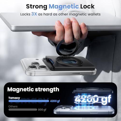 for Magsafe Wallet, 2 Card Holder, With Rotating Stand, Black - color: Black