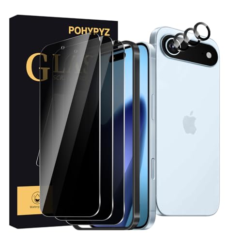 3+3 Pack Privacy Screen Protector for iPhone 17 Air，3 Anti-Spy Tempered Glass Film+3 Camera Lens Protector, Anti-Scratch, 9H Hardness，Compatible phone cases，High definition