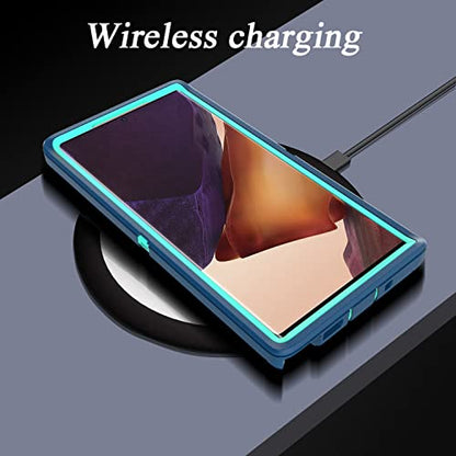 YmhxcY Note 20 Ultra Case with Self Healing Flexible TPU Film[2 Pack] and Camera Lens Screen Protective Film[2 Pack], Heavy Protection Cover for Samsung Galaxy Note 20 Ultra-Blue and Turquoise - color: SF-Blue/Turquoise