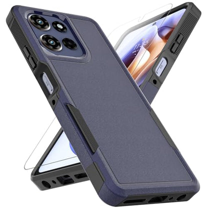 for Motorola Moto G Power 2026 / Moto G Power 2025 Case: Dual Layer Protective Heavy Duty Cell Phone Cover Shockproof Rugged with HD Screen Protector Military Protection Bumper Tough, Navy Blue - color: Navy Blue (PC) + Black (TPU)