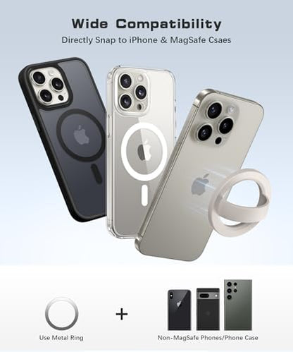 GONEZ Magnetic Phone Grip Compatible with MagSafe, Removable Silicone Loop Grip, Phone Ring Holder for Back of Phone for iPhone 17/16/15/14/13/12 Series, Glitter White - color: Glitter White