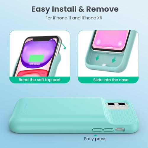 Battery Case for iPhone 11/XR, 7500mAh Ultra-Slim Portable Charging Case Rechargeable Protective Battery Pack for iPhone 11 and iPhone XR External Charger Case 6.1 Inch-Green - color: Green