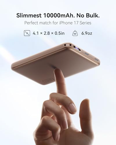 INIU for MagSafe Qi2.2 25W Portable Charger, Slimmest 10000mAh Power Bank - color: Brown