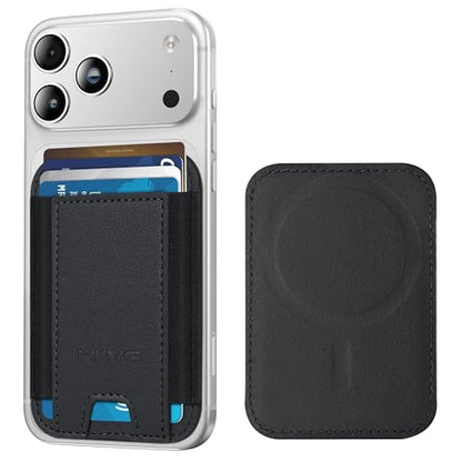 HiWe for MagSafe Wallet, 7 Cards Holder for Phone Case, RFID Blocking - color: Black Wallet - Black Band