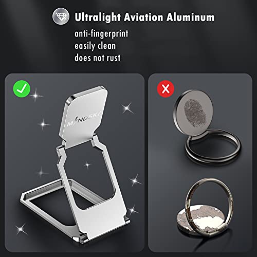 Phone Ring Holder Finger Kickstand 360°Rotation Cellphone Back Grip Foldable Cell Phone Stand for Desk Compatible with iPhone iPad Smartphones Tablets (Aluminum Alloy Silver) - color: Aluminum Alloy Silver