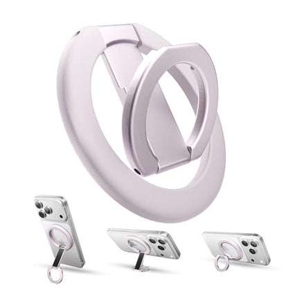 tounee Double-Sided Magnetic Phone Ring Holder Compatible with MagSafe, N52 Strong Magnet Grip & Foldable Kickstand for Gym Rack, Fridge, Fits iPhone 17 16 15 14 Pro Max (Purple) - color: Purple