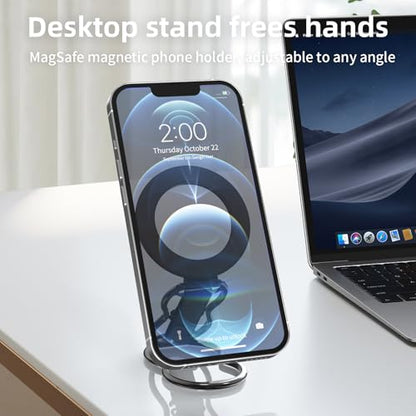 RESPECTED-BRO-Magnetic-Phone-Grip-Stand-with-Finger-Strap, 4-in-1 Magnetic Ring Holder, Kickstand and Elastic Strap for Phones, Universal Fit for iPhone 17/16/15/14/13/12, Android, and Cases (Black) - color: Black