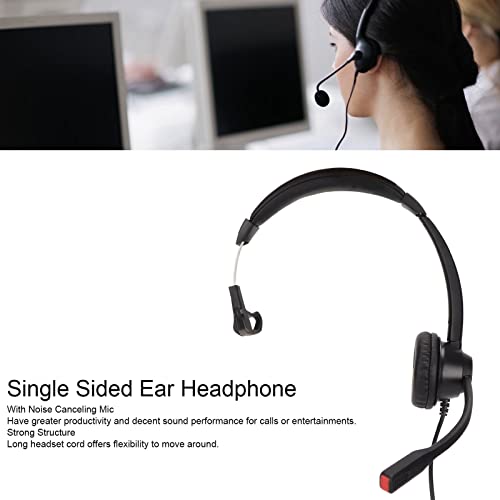 RJ9 Single Ear Headset, Monaural Business Headset with Noise Canceling Mic, Mute and Volume Control, 6 Speed Line Adjustment for Call Center Office Truck Driver