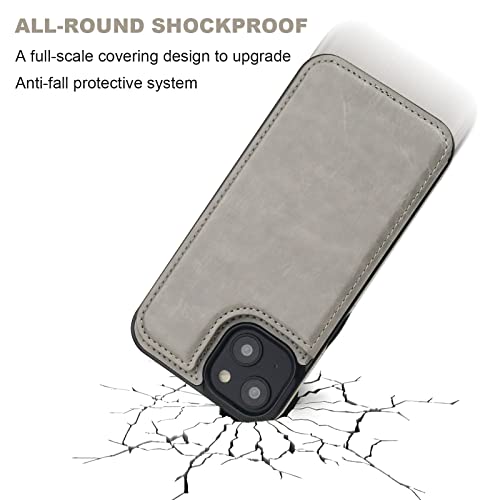 ONETOP for iPhone 14 Plus Wallet Case with Credit Card Holder,Gray | Kickstand,ID/Cash Holder,Case Wallet with Card Slots,Double Magnetic Clasp,Durable PU Leather Shockproof Cover for Women Men - color: Gray