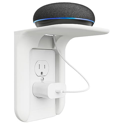 WALI Outlet Shelf Wall Holder,Bathroom Walls Shelves up to 10lbs Standard Vertical Duplex Wall Shelf Organizer for Smart Home Decor Space Saving Power Tools, Toothbrush (OLS002-W), 2 Pack, White - size: Small