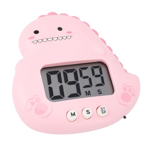 Kids Timer, Cute Dinosaur Shape Digital Countdown Timer with Large LCD Display Magnetic Back Foldable Stand for Children Teachers Parents Pink - color: Pink