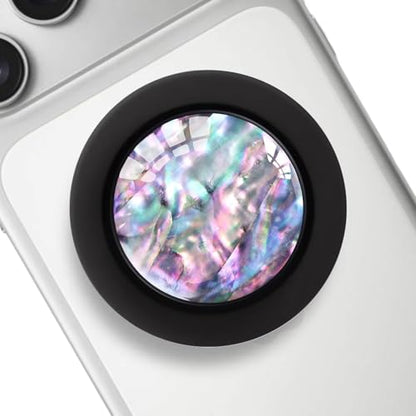 Clear Crystal Natural Sea Shell Mother of Pearl Magnetic Phone Grip Compatible with Magsafe，Collapsible Mobile Phones Stand Holder for Smartphone Tablet Cell Phone Accessory - Purple - color: Purple