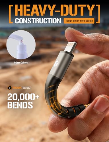 ToughTested 6FT USB to Lightning Cable, MFi Certified Braided 3A