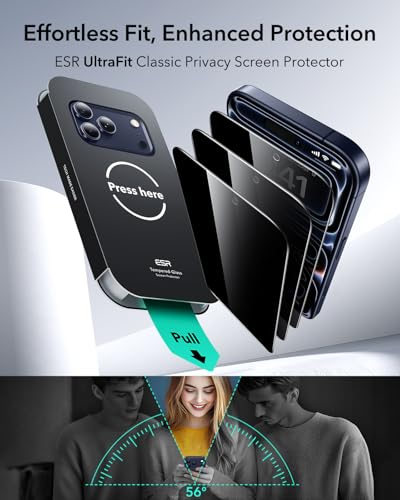ESR 3 Pack for iPhone 17 Pro Privacy Screen Protector, Classic - size: iPhone 17 Pro 6.3 inch
