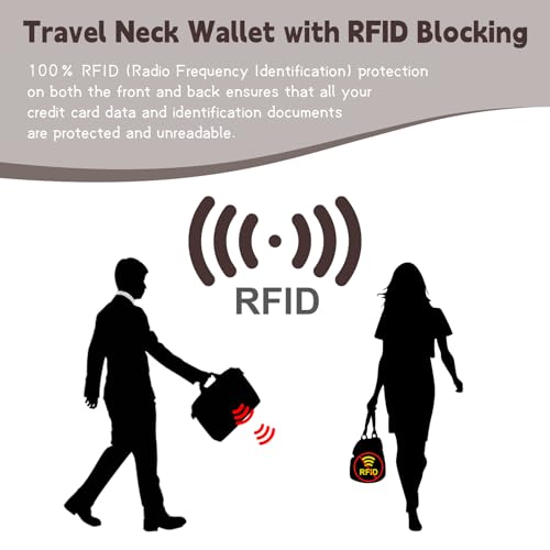 Likesing 5.5" L x 7.9" W Travel Neck Wallet, RFID Passport Holder(Pink) - color: Pink