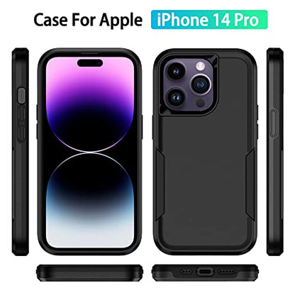 Compatible with iPhone 14 Pro Case, Heavy Duty Protection Shockproof Dropproof Dustproof Anti-Scratch Cover Protective Phone Case for 14 Pro - Black - size: for iPhone 14 Pro