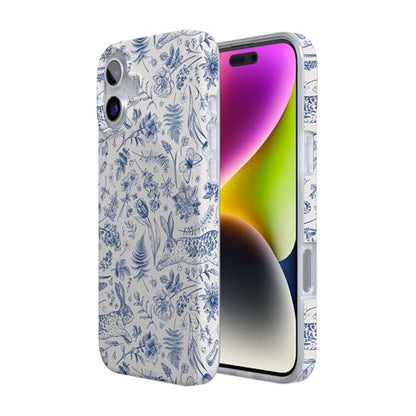 Casely iPhone 16 Case | Hop & Bloom | Bunny Toile | Compatible with MagSafe | Classic Ultra Slim Design - color: Hop & Bloom | Bunny Toile, size: Iphone 16