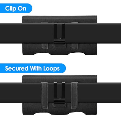 Mopaclle Nylon Phone Holster with Heavy Duty Metal Belt Clip and Card Holder, Compatible with iPhone 17/16/15/14/13 Pro Max,17 Air and Galaxy S26/S25/S24/S23/S22 Plus and FE - Black - color: Nylon- Black, size: L(6.5x3.5x0.6)