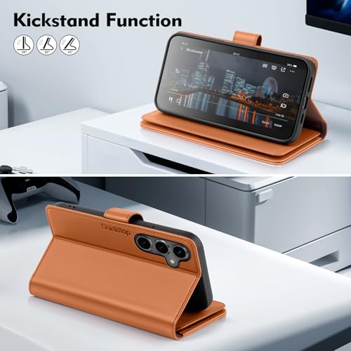 Shieldtop Compatible with Samsung Galaxy S23 5G Wallet Case with Card Holder,Women Men RFID Blocking PU Leather Flip TPU Protective Cover Credit Card Slots,Phone Case for Galaxy S23 6.1",Light Brown - color: Light Brown, size: Galaxy S23 - 6.1"