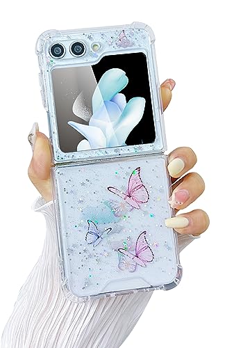 Compatible with Samsung Galaxy Z Flip 6 Case/Flip 7 FE Case Clear | Soft TPU Glitter Butterfly Pink Sparkle Shockproof Phone Cover Women Girls - color: TPU\Butterfly Pink, size: Samsung Galaxy Flip 6/Flip 7 FE
