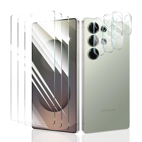 Screen Protector & Camera Lens Protector for Samsung Galaxy S25 Ultra, HD Tempered Glass, High Light Transmittance, 9H 2.5D Edge Anti-Scratch Shatterproof Case-Friendly, 3 Pack Each - color: S25 Ultra Clear