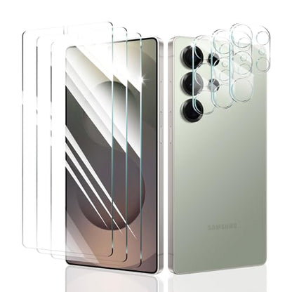 Screen Protector & Camera Lens Protector for Samsung Galaxy S25 Ultra, HD Tempered Glass, High Light Transmittance, 9H 2.5D Edge Anti-Scratch Shatterproof Case-Friendly, 3 Pack Each - color: S25 Ultra Clear