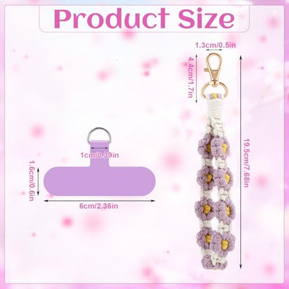 Jspupifip 2 PCS Boho Macrame Phone Wrist Strap, Purple/Green - color: Purple, Green