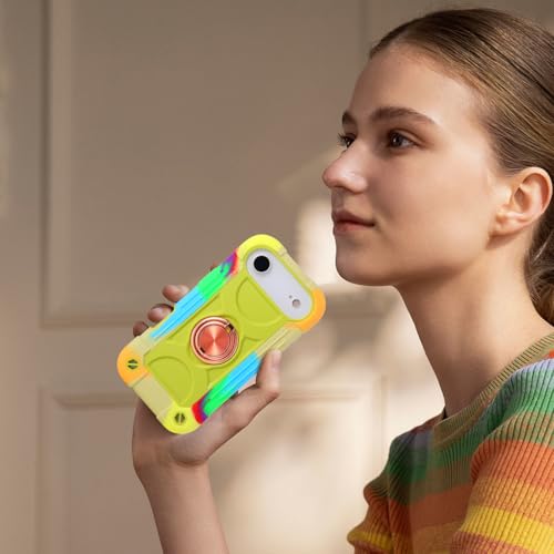 MARKILL Compatible with iPhone Air Case 6.5 Inch 2025 with 360 Degree Rotate Ring Stand, Military Grade Drop Protection Full Body Rugged Protective Case Kids - color: Rainbow Green, size: iPhone Air 6.5"