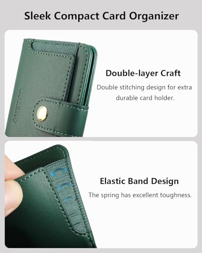 ONETOP for MagSafe Wallet,Magnetic Phone Wallet with 5 Card Slots,Green | 1-12 Cards/Cash Holder for iPhone 17/16/15/14/13/12 Series,Detachable Wallet Stick-On Back,PU Leather RFID Blocking Kickstand - color: Green