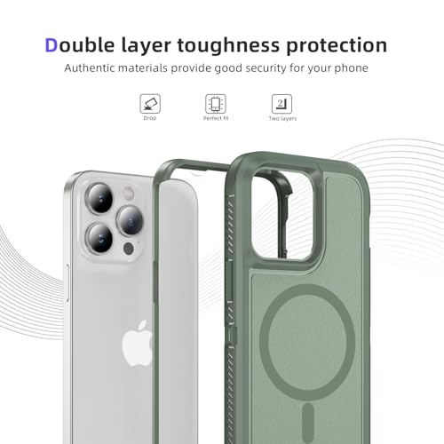 Magnetic for iPhone 13 Pro Max Case, Compatible with MagSafe, Shockproof Dustproof Drop Proof, Military Grade Double Layer Protection, Green - color: Magnetic Green, size: iPhone 13 PRO MAX